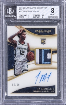 2019-20 Immaculate Collection Gold #117 Ja Morant Signed Patch Rookie Card (#06/10) – BGS NM-MT 8/BGS 10